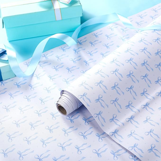Drydiet Blue Bow Wallpaper Peel and Stick Contact Paper 15.8 x 118.1 | Self Adhesive, Blue Bow Coquette Design, Easy Apply Remove, Wall Sticker for Home Locker Dorm Classroom Living Room Decor - Image 3