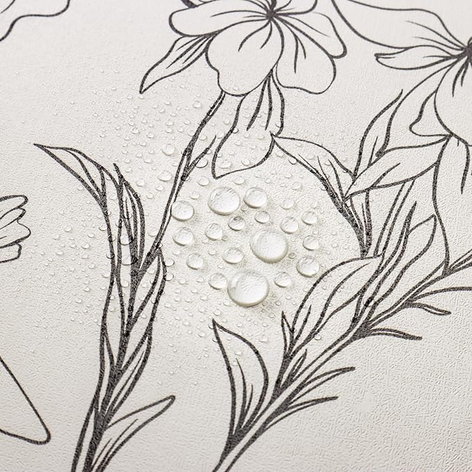 Hopepak Black and Cream White Wallpaper Floral Peel and Stick Wallpaper 17.3" x 78.7" Self Adhesive Removable Vintage Wall Paper for Bedroom Flower Boho Contact Paper for Cabinets Drawers Vinyl - Image 8