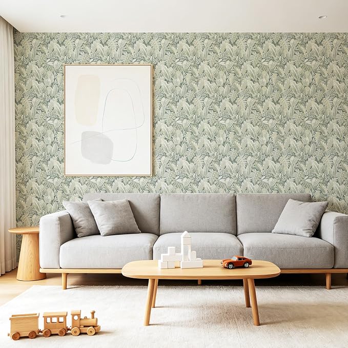 SOON AFTER Coffee Tropical Leaf Peel and Stick Wallpaper, 17.3" x 472" Removable &Waterproof Vinyl Contact Paper, Boho Jungle Leaf Self-Adhesive Wallpaper for Bedroom, Living Room, Cabinets - Image 4