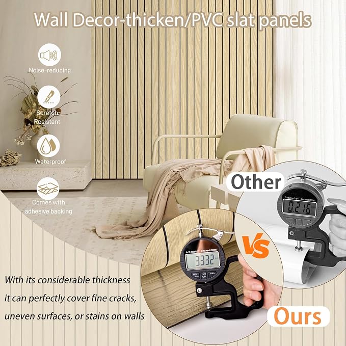 Naphite 3D Wood Slats Peel and Stick Wall Panels,PVC Thicken 118in 15.7in | Oak Natural Wood Grain,Flexible Wall Paneling for Accent Wall Bedroom Ceiling,Faux Wooden Self Adhesive,Acoustic Foam Panels - Image 2