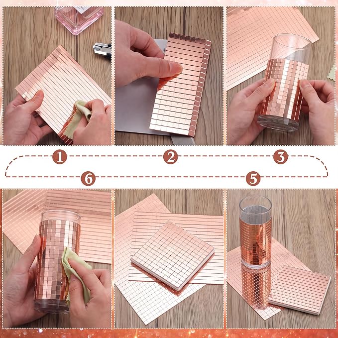 7200 Pieces Rose Gold Disco Mirror Tile Self-Adhesive Mirrors Mosaic Tile - Image 4