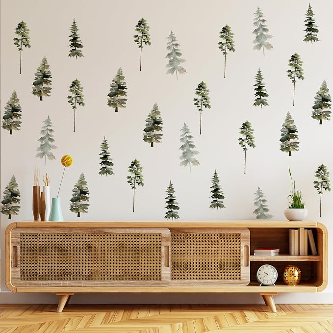 Watercolor Trees Wall Decal, Peel and Stick Nursery Forest Decals Mural, Wilderness Wall Art Stickers for Kids, Boys and Girls Room, Bedroom & Toddler Room Decor(Tree Wall Decal 89) - Image 3