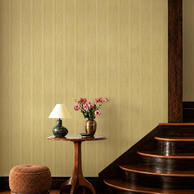 JiffDiff Khaki 3D Embossed Textured Peel Stick Wallpaper 17.3"x400" | Removable Renter Friendly Contact Paper, Waterproof Self Adhesive Wallpaper for Bedroom, Bathroom, Decor - Image 5