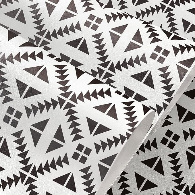 Jeweluck Black and White Geometric Peel and Stick Wallpaper 17.7” × 118.1” | Black and White Removable Wallpaper Peel and Stick Geometric Contact Paper Self Adhesive Wall Paper for Kitchen Vinyl Decor - Image 9