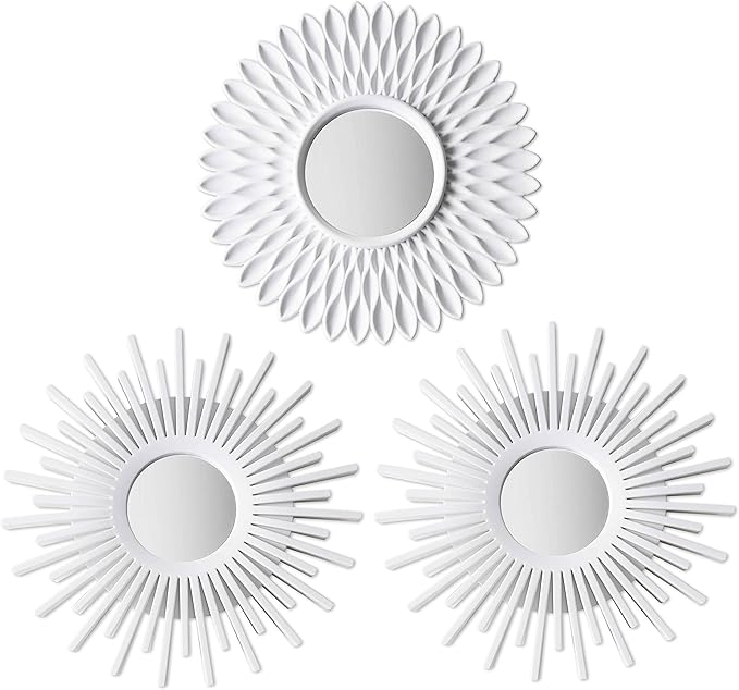 BONNYCO Wall Mirrors Pack of 3, Round White Mirrors for Home Decor, Bedroom and Room. Espejos Decorativos de Pared Sala Dormitorio, Circle Wall Decor Minimalist Vintage, Chic. Gifts for Women Mums by BONNYCO