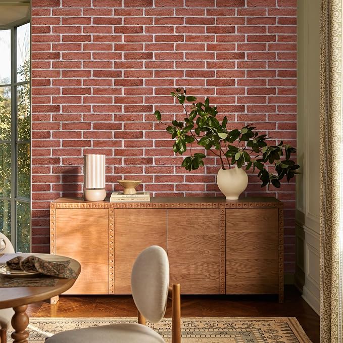 COMSTICKC 3D Faux Brick Wall Panels Peel and Stick, 12 Pcs 22.8" x 11.8" | Not Real Brick, Ultra-Light Thin PVC Wall Sticker, 3D Fake Brick Tiles Wall Covering for Interior Decor, Cover 22.48 sq ft - Image 2