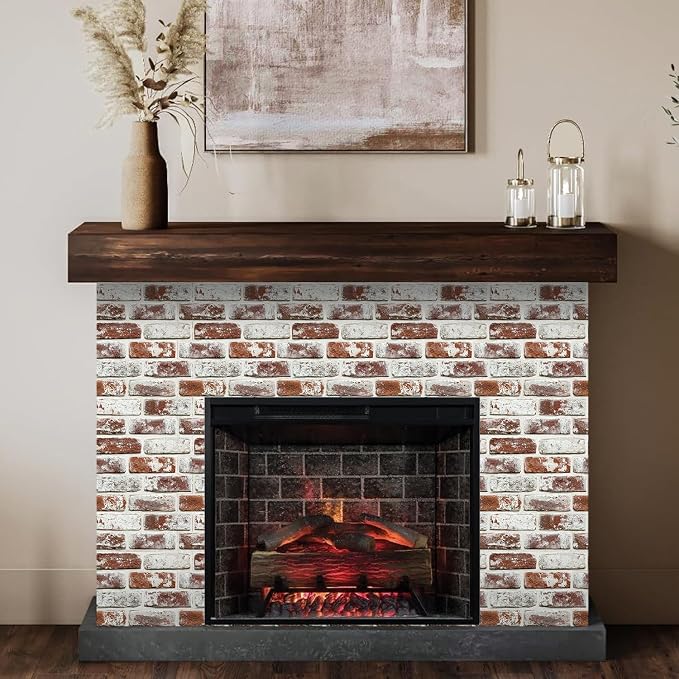 COMSTICKC 3D Faux Brick Wall Panels Peel and Stick, 10 Pcs 11.8" x 11.8" | Whitewash Red, Not Real Brick, Small Size, Ultra-Light Thin PVC, Fake Brick Decorative Tiles for DIY Decor, Cover 9.7 sq ft - Image 7
