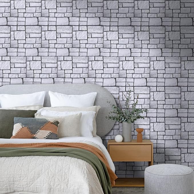 Commomy 3D Faux Stone Wall Panels Peel and Stick 10 Pcs 11.8" x 11.8" | Ultralight Thin PVC Fake Rock Wallpaper DIY Wall Covering Decorative Tiles for Kitchen Backsplash,Bedroom (Covers 9.7 sq.ft) - Image 7