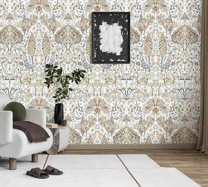 Victorian Botanical Peel and Stick Wallpaper, Vintage Bird Wallpaper | Thick Vinyl Wallpaper with Self-Adhesive Backing, Perfect for Home Decor and Accent Walls - Image 2