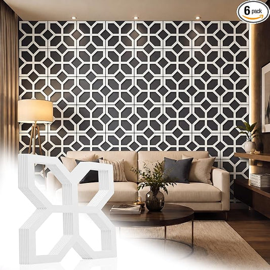 Yalikop 6 Pcs 3D 12 Inch Wall Panels Premade Wainscoting Kit, Cross Diamond | Large Art Decorative Molding Panel for Wall 12"w x 12"h x 0.3"p Moroccan Wall Art for Living Rooms, Offices Without Glue by Yalikop