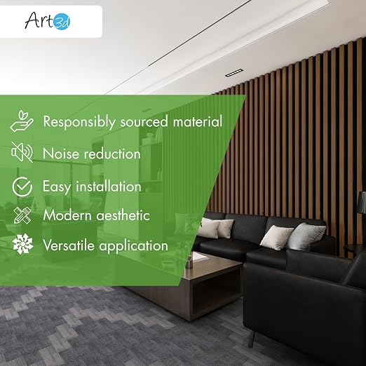 Art3d 20-Pack 12" x 24" Soundproof Wood Slat Panels, 40 sq.ft Acoustic Wall Panels, 3D Wall Panels with Wood Slat Design, Decorative Wood Wall Panel for Accent Walls-Deep Walnut - Image 6