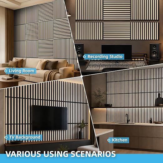 Art3d 6-Pack Acoustic Wood Slat Panel & Ceiling Tile, 2 x 2 ft, Ashtree | Crack-Resistant, Scratch-Resistant, Eco-Friendly, Durable, Grid Compatible, Ideal for Living Room, Bedroom & Home DIY Upgrade - Image 9