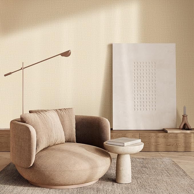WADILE Grasscloth Peel and Stick Wallpaper 23.6in x 472in, Textured Contact Paper for Cabinets, Faux Linen Wall Paper Pull and Stick, Fabric Vinyl Wallpaper Self Adhesive Beige | Textured contact paper, Faux linen, Vinyl material, Cabinets, Self adhesive - Image 3