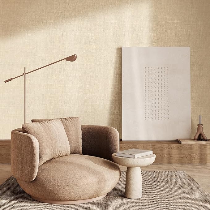 WADILE Grasscloth Peel and Stick Wallpaper 15.7in x 393.7in, Textured Contact Paper for Cabinets, Faux Linen Wall Paper Pull and Stick, Fabric Vinyl Wallpaper Self Adhesive Beige | Textured contact paper, Faux linen, Vinyl material, Cabinets, Self adhe... - Image 3