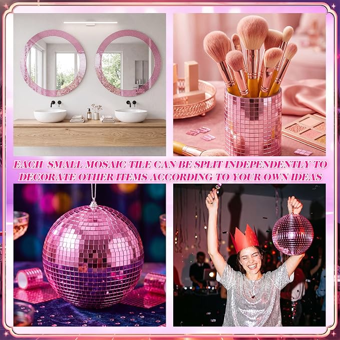 28800 Pieces Pink Disco Mirror Tile Self-Adhesive Mirrors Mosaic Tile - Image 6