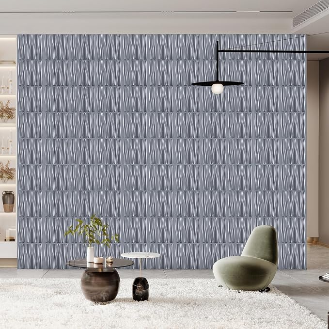 Heikki 30 Pack 3D Wall Panel for Interior Wall Décor, PVC Flower Textured Wall Panels for Living Room Bedroom Hotel Office, 11.8"x11.8", Double-Sided Tape (Gray-SP) - Image 7