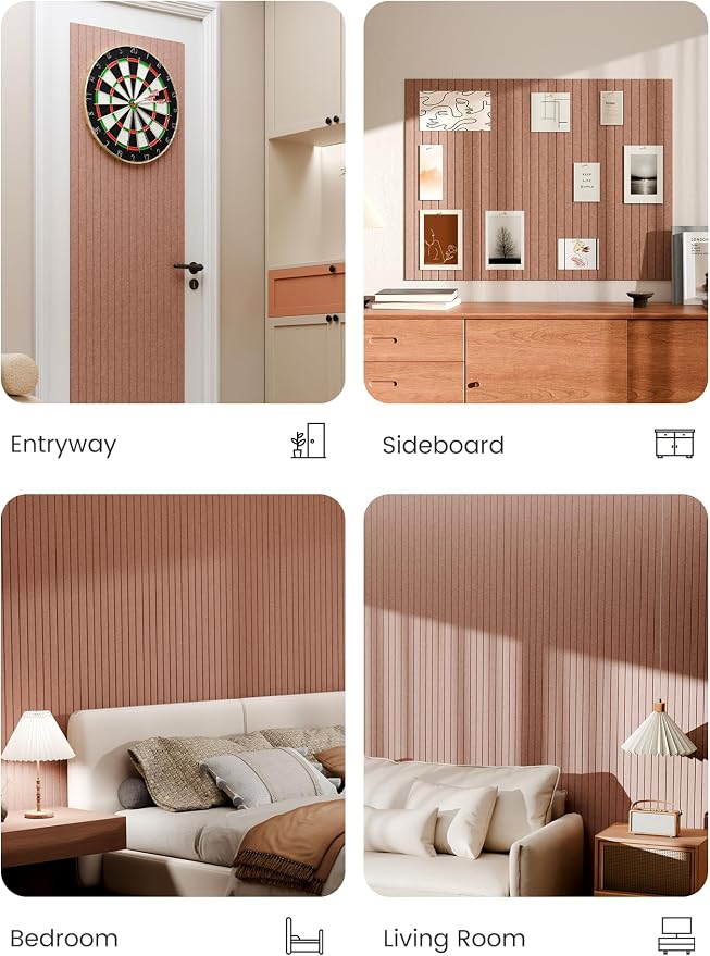 Bumusty 48"x 36" Large Felt Bulletin Board Tiles, Terracotta | 12-Pack Cork Board Alternative, Wall Decor, 30 Pushpins, 60 Adhesive Tabs, Vision Board, Office, Classroom, Home, Dorm - Image 6