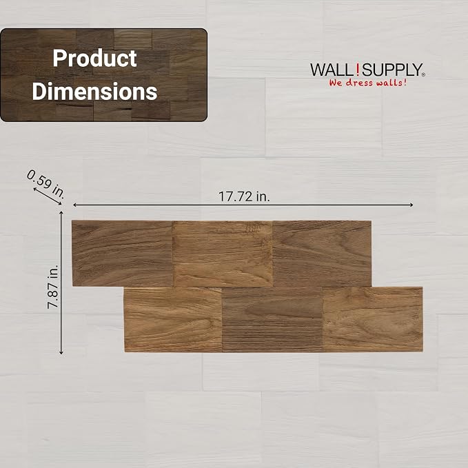 Wall!Supply 3D Wall Panels – Reclaimed Squared Asian Teak Wood – Home Decor Wallpaper Alternative for Living Room, Bedroom & Office – Easy DIY Installation – 10 Pack, Covers 9.68 Sq Ft | Real Reclaimed Asian Teak, Wallpaper Alternative, Easy DIY Instal... - Image 4