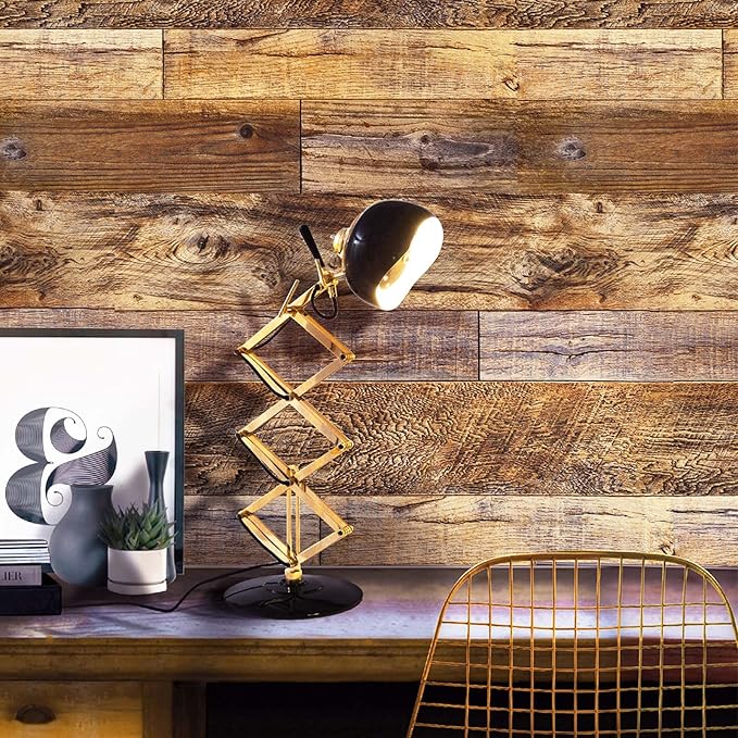 Yun-aeon Natural Wood-Brown Contact Paper Peel and Stick Wallpaper | 17.3"x 236"Self Adhesive Removable Vintage Faux Wood Wall Paper Plank Shelf Home Decoration Kitchen Counter Cover - Image 4