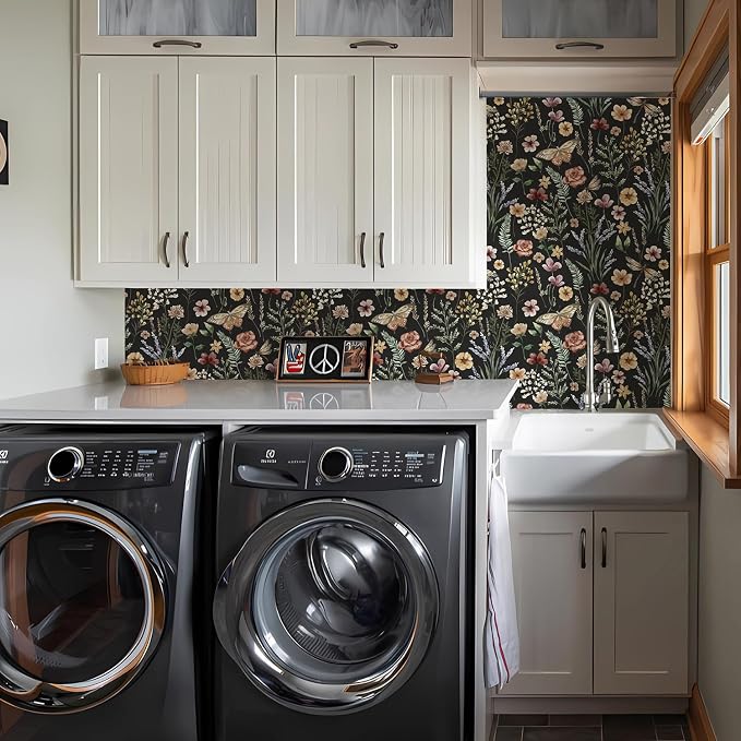 Orainege Vintage Floral Wallpaper Peel and Stick Wallpaper Boho Removable | 16.9in x 196.8in Floral Contact Paper Self Adhesive Wall Paper for Bedroom Cabinets Decor - Image 8