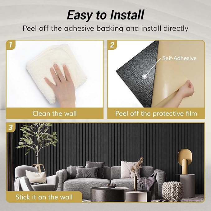 TONOR Dual-Layer Thickened Acoustic Wall Panels-12 Pack 47.2"x23.6"x0.72" | Self Adhesive High Density Sound Proof Panels for Walls, Peel and Stick Wall Panels for Recording Studio Furniture, Black - Image 5