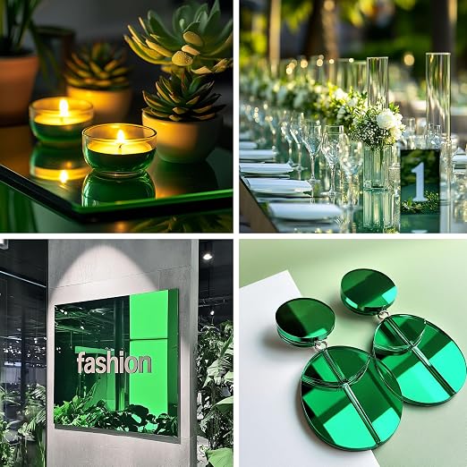 8x8 Inches Green Mirror Acrylic Sheet – 2 Pcs Reflective Acrylic Panel for DIY Crafts, Home Décor & More (20x20 cm) - Image 4