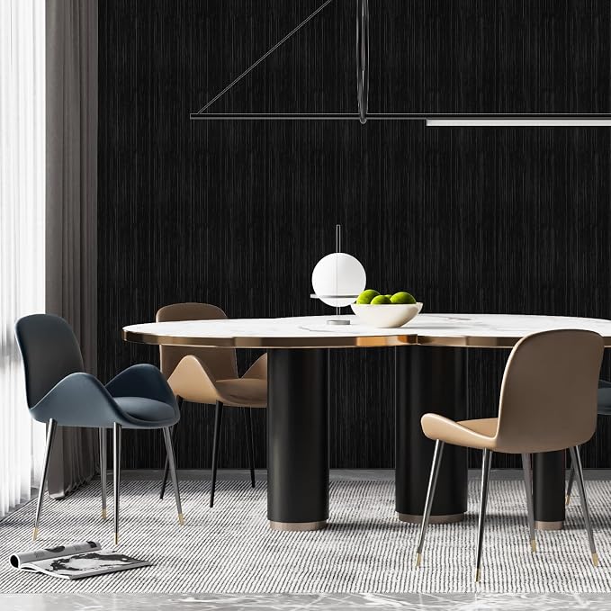 Black Grasscloth Peel and Stick Wallpaper - 15.7"x120" Vintage Texture Removable Waterproof Wall Paper for Room Walls, Cabinets, Furniture, Drawers, Desk - Image 4