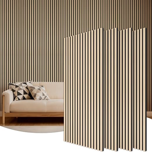 TONOR Wood Wall Panels for Interior Wall Decor-4 Pack 47.2" x 23.6" | Wood Slat Acoustic Panels-31ft² for Noise Cancelling and Wall Décor Living Room, Home Decor, Office, Oak by TONOR