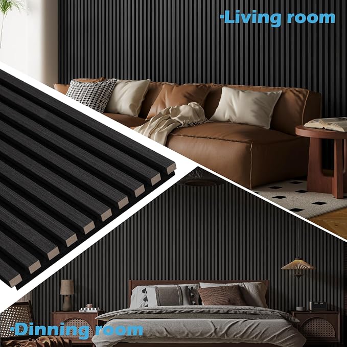 Art3d 48 x 24 in Fluted Soundproof Wood Slat Wall Panel, 2-Pack, Blackwood | Reduce Noise, Durable, Sustainable, Moisture Resistant, Easy Mounting, Low Maintenance, Long Lasting, Home Decor, Office Use - Image 3