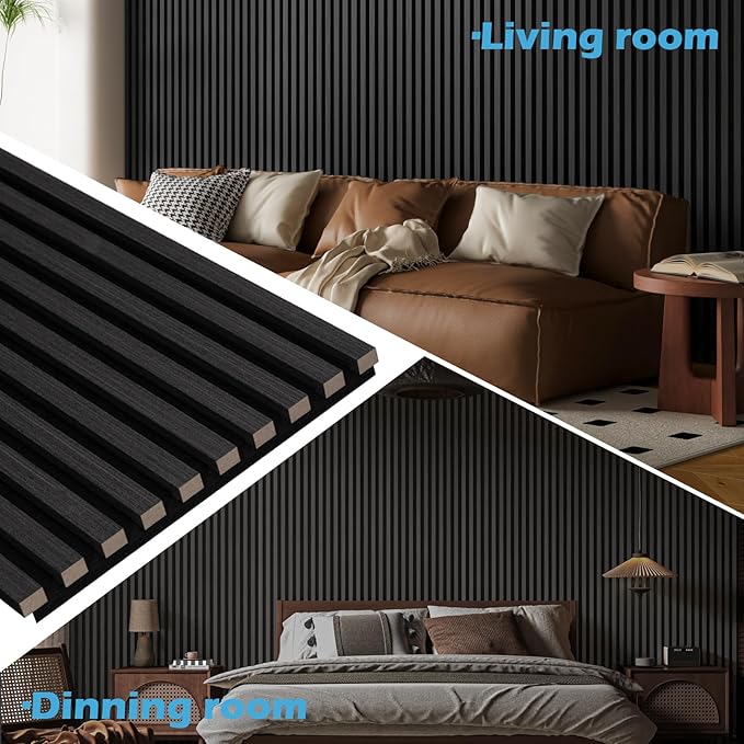 Art3d 2-Pack 108" x 12" Acoustic Wood Slat Panels, Sound Absorbing Fluted Wall Panels for Interior Accent Wall & Ceiling, Decorative Paneling for Living Room & Bedroom - Blackwood - Image 3