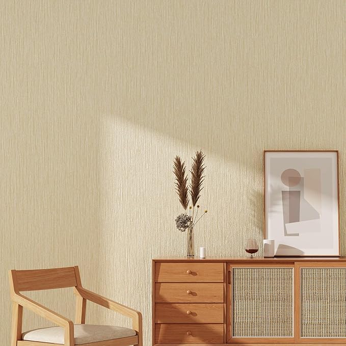 Haimin Grasscloth Wallpaper Textured 24in X 393in Fabric Contact Paper Textured Linen Wall Paper Peel and Stick Self-Adhesive Thick Vinyl Embossed Wallpaper (Yellow) - Image 6