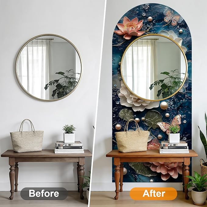 Arch Wall Decals Peel and Stick, Large Wall Stickers, Removable Home Decor Art Wallpaper for Bedroom Living Room 71'' × 31.7'' (Flower -D) - Image 4