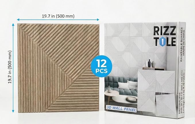 Faux Wood 3D Wall Panels, Wood Grain, Waterproof PVC, Natural Oak | 19.7x19.7 Inch, 12 Pack Covers 32.4 Sq Ft, Decorative Wood Tiles Texture, Fire Resistant, Lightweight Modern Accent Decor - Image 9