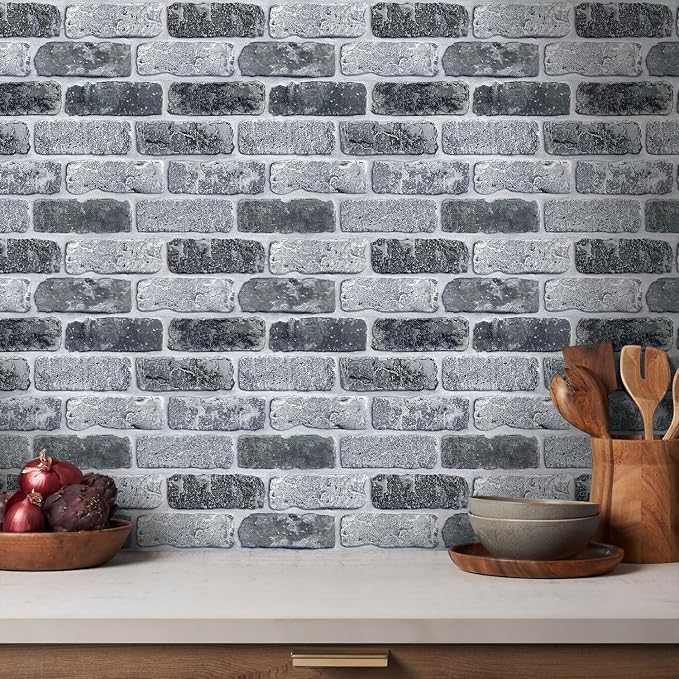 Commomy 3D Faux Brick Peel and Stick 10 pcs 11.8" x 11.8" | Small Size Thin PVC Brick Wall Panels Farmhouse Brick Wallpaper Tile for Kitchen Backsplash,Living Room(Covers 9.7 sq.ft) - Image 9