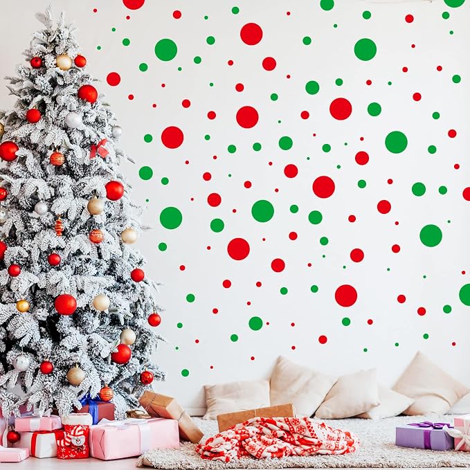 Zonon 264 Pcs Polka Dots Wall Stickers Vinyl Peel and Stick Kids Room | Removable Circle Dots Decor for Nursery Bedroom Playroom, Colorful Red Green Design, Easy Apply No Damage to Walls - Image 3