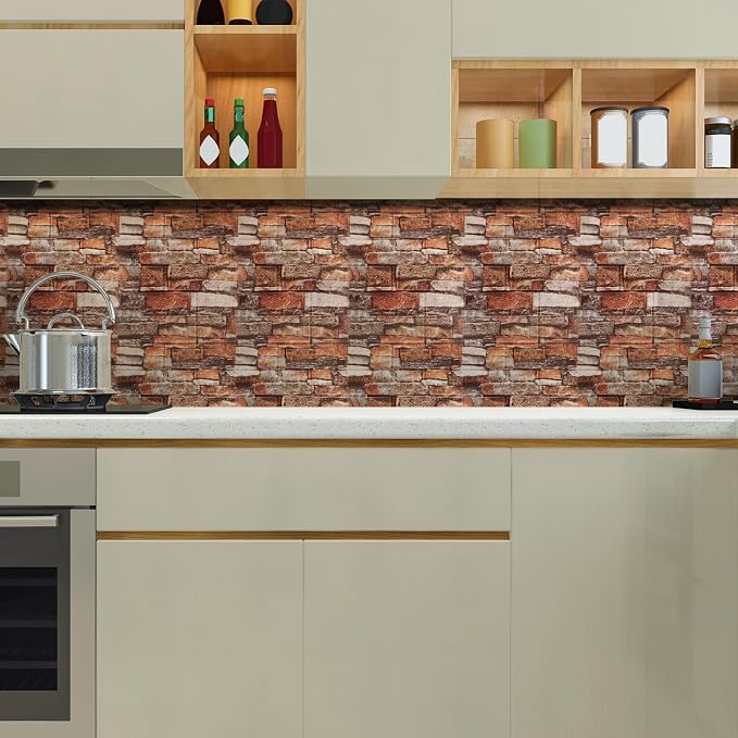 30PCS 3D Wall Panels, Peel and Stick Foam, Self-Adhesive Decorative 3D Brick Wallpaper, Faux Stone Wall Panel Foam Brick, White, Black, Rock, 15in x 13.7in, 7mm Thick, 30 Count - Image 3
