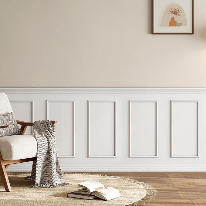 INMOZATA Pre-Cut Peel and Stick Wall Molding Wainscoting Panels, 24" x 12" | Strong Adhesive, Paintable, Easy to Install, Ideal for Interior Wall Decor Living Room Bedroom Hallway - Image 9