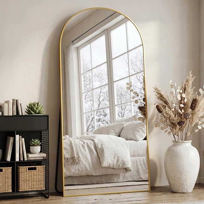 76"x34" Arched Full Length Mirror, Full Body Floor Mirror, Gold by Unknown