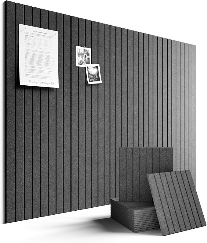 Fluxynara 48" x 36" Large Felt Bulletin Board, Charcoal Gray | 12 Pack Cork Board Alternative with 60 Safe Adhesive Tabs, Pin Boards for Wall Decor, Home, Office, Classroom,Dorm by FLUXYNARA