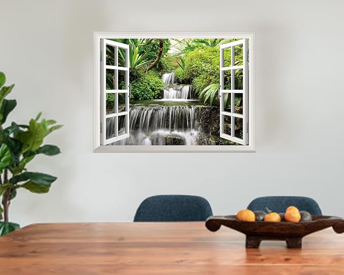 FLFK Fake Window Wall Sticker - Waterfall Faux Window Wall Mural for Wall Decor, Stick and Peel Wall Decals,16"x24" - Image 5