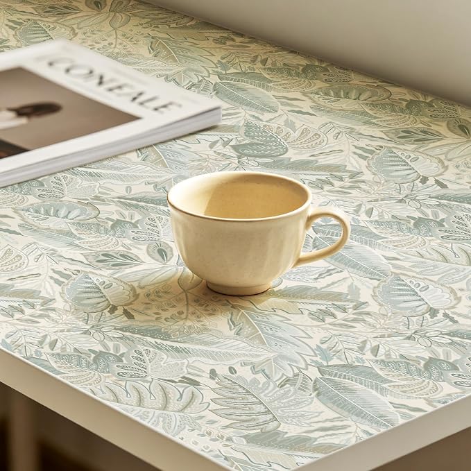 SOON AFTER Camel Color Tropical Leaf Peel and Stick Wallpaper, 17.3" x 118" Removable &Waterproof Vinyl Contact Paper, Boho Jungle Leaf Self-Adhesive Wallpaper for Bedroom, Living Room, Cabinets - Image 6
