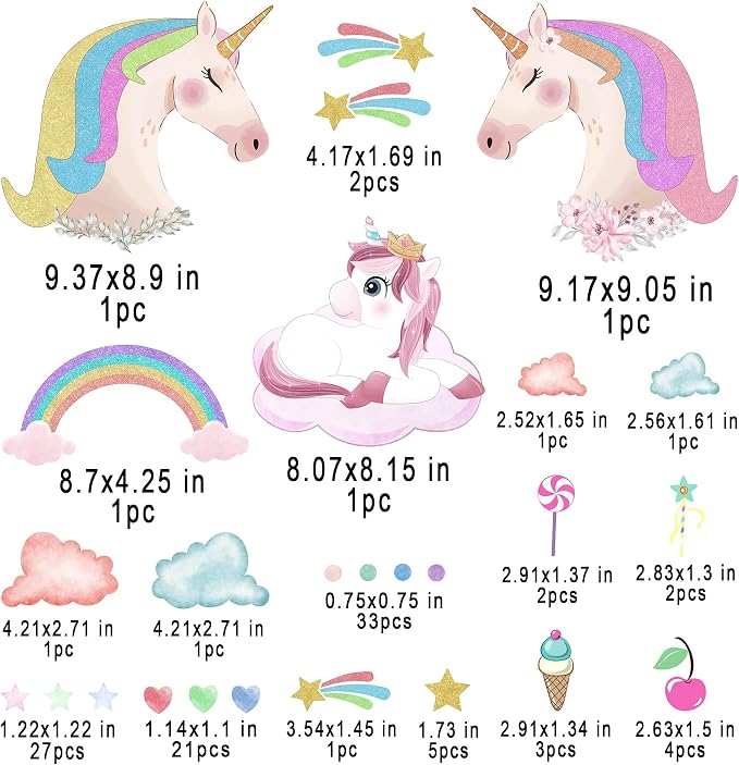 Glow in The Dark Unicorn Wall Stickers Decals, Removable Dots Stars Decals for Ceiling, Luminous Rainbow Wall Decal for Nursery, Room Decor Boys Girls Bedroom Playroom - Image 6