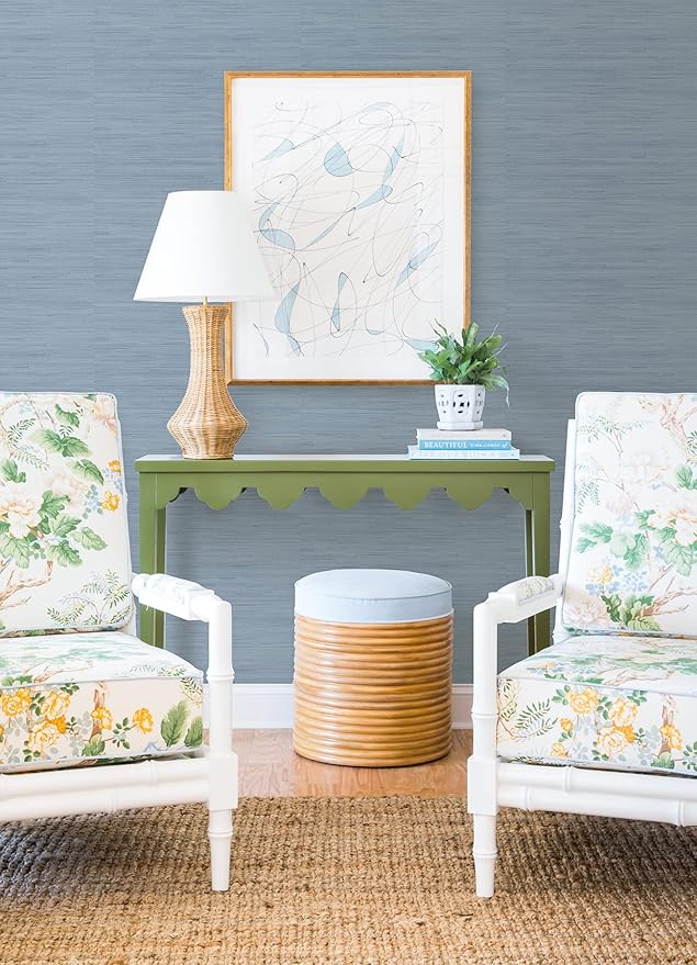 NuWallpaper x Society Social Classic Faux Grasscloth Peel and Stick Wallpaper, Mineral Blue - Image 4