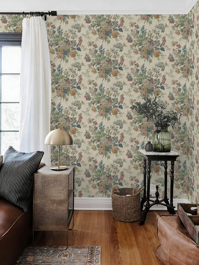 Heroad Vintage Floral Wallpaper Farmhouse Peel and Stick Contact Paper | French Peony Stick on Wall Paper for Cabinets Drawers,17.3''x78.7'',Removable Self Adhesive Decor Vinyl for Bathroom Bedroom - Image 9
