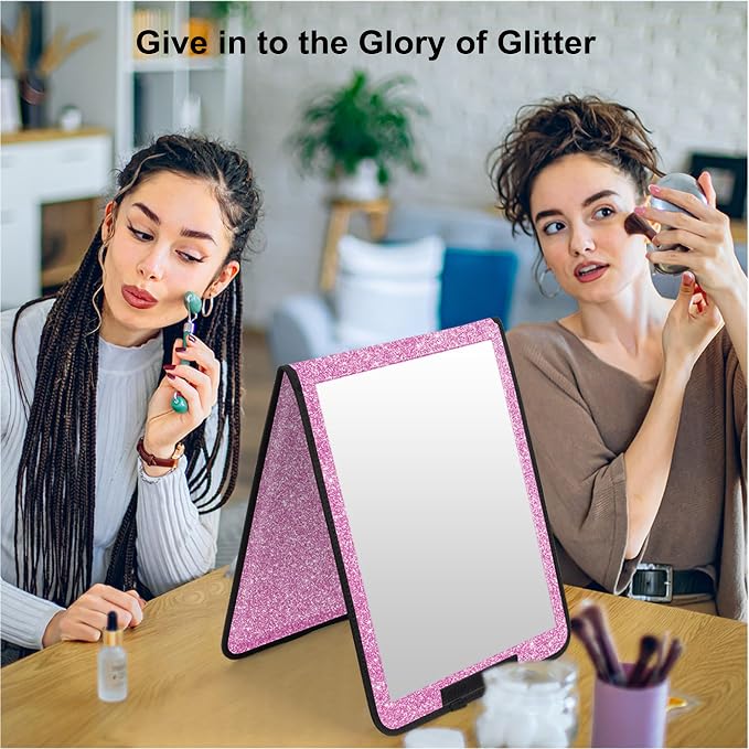 LPHUMEX Glitter Purple Folding Full Length Mirror, 13x33 inch Foldable Travel Body Mirror for Dance, Festivals, Fair Booth - Image 6