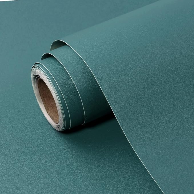 Teal Peel and Stick Wallpaper Solid Teal Contact Paper A Set of 15.7"x472" Matte Self Adhesive Waterproof Vinyl Roll for Wall Coverings,Cabinets,Countertops,Bedroom,Kitchen by SOONAFTER
