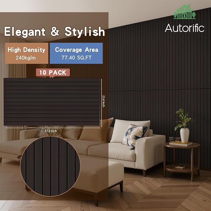 Acoustic Wall Panels,4 Pack 47.2”x23.6”x0.35” Sound Panels,Ebony | Simulated Wood Grain Finish Wall Panels,Decorative PVC Wood Veneer Soundproof Panels for Wall, High-Density Polyester Fiber - Image 3