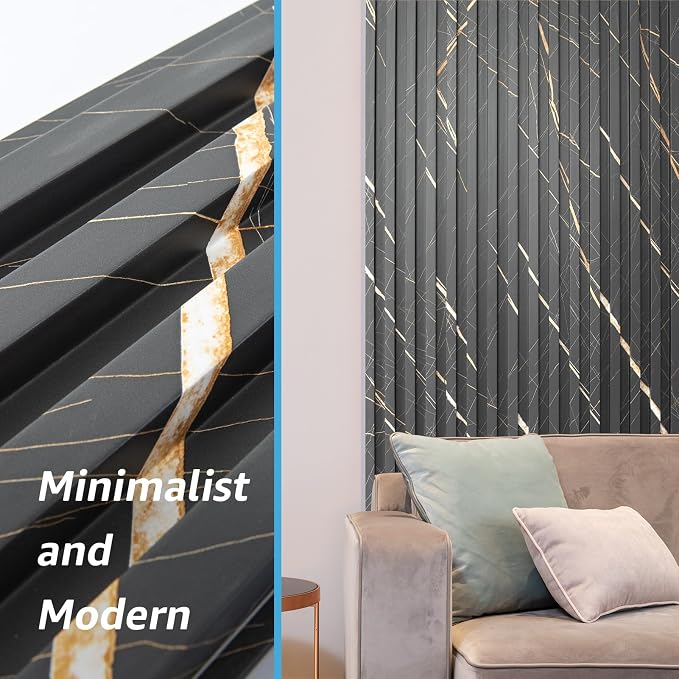 Art3d 96 x 6 in WPC Slat Wall Paneling for Interior Decor, 8-Pack, Granite | Fluted Design, Durable, Moisture Resistant, Cleanable, Easy to Install, Eco-Friendly, for Living Room, Bedroom or Office - Image 2