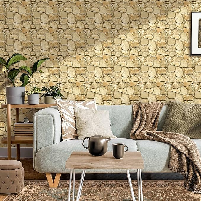 COMSTICKC 3D Peel and Stick Faux Stone Wall Panels for Quick DIY Wall Decor | Brown, 10 Pcs 11.8" x 11.8", Not Real Stone, Thin PVC Decorative Wall Sticker Designed for Wall Makeover, Cover 9.7 sq ft - Image 2