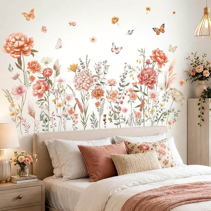 DECOWALL Boho Large Flowers Wall Decals – Removable Peel & Stick Floral Blossom Stickers for Kids Room, Nursery & Bedroom Decor, Colorful Garden Flower Wall Art (SG2-2507) by DECOWALL